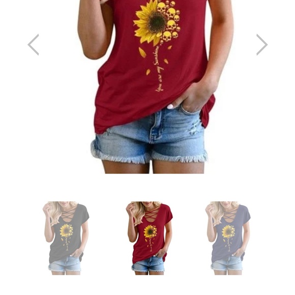 You Are My Sunshine  & Skull Inspirational Graphic Tee Women Medium Kelly green - Picture 7 of 8